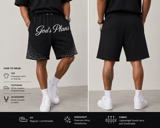 God's Plans Rhinestone Shorts